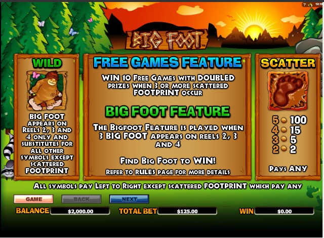 bigfoot slot machine