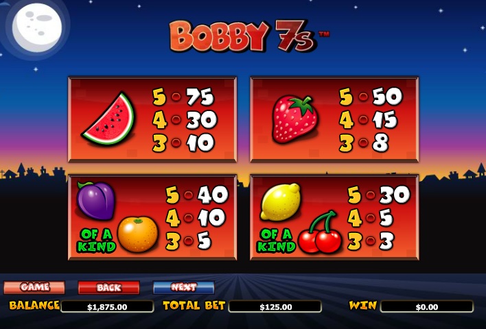 play online bobby 7s slot 