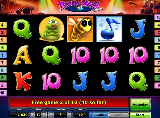 Enjoy Beetle Mania deluxe slot game